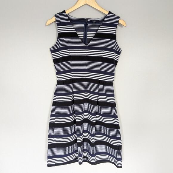Madewell Womens Gallerist Stripemix Blue Black Sheath Dress size S - Picture 1 of 6